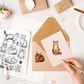 GLOBLELAND Transparente Stempel Mit Katzenmotiv Realistische Katzen Silikonstempel Transparente Tierstempel Zum Selbermachen Scrapbooking Karten Erstellen von Fotoalben Journalen