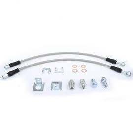 AC PERFORMANCE 7/16" Braided Stainless Steel Brake Hose Kit Disc Brake Caliper Hoses Fit for GM Brake Vehicles, Clear PVC Coated