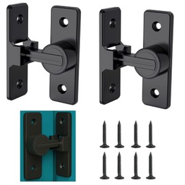Barn Door Lock Hardware, 90 Degree Heavy Duty Gate Latches Flip Latch Safety Door Bolt Latch Lock, Barn Sliding Door Latch Lock Suitable for Garden, Bathroom, Outdoor, Garage ，Black （2pcs)