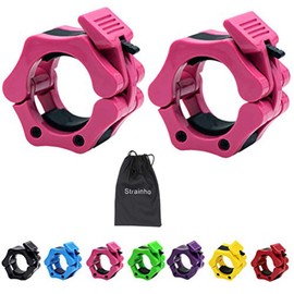 Strainho 2" Olympic Barbell Clamps - Quick Release Bar Clips Great for Fitness Training,Bodybuilding,Weightlifting (Pink)