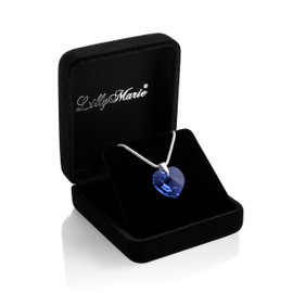 LILLY MARIE Elegant Women's Silver Chain 925 Heart Pendant in Sapphire Blue, Adjustable Length, Nickel-Free, Tarnish-Resistant, Glass, Sapphire