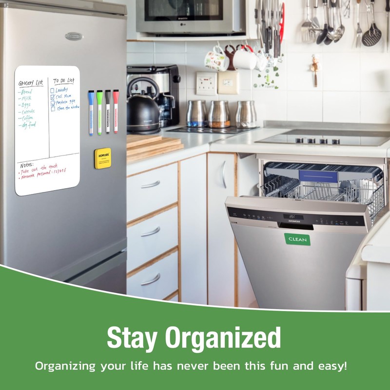 HOMiDEK Magnetic Dry Erase Board: Small Fridge Whiteboard, Flexible Refrigerator