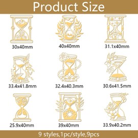 OLYCRAFT 9 Stück 4x4cm Goldene Metallaufkleber Magische Sanduhr Metallaufkleber Selbstklebende Blumenaufkleber Fantasy Thema Epoxid Aufkleber Pyramiden Aufkleber Für DIY Scrapbooks Epoxidharz Dekor