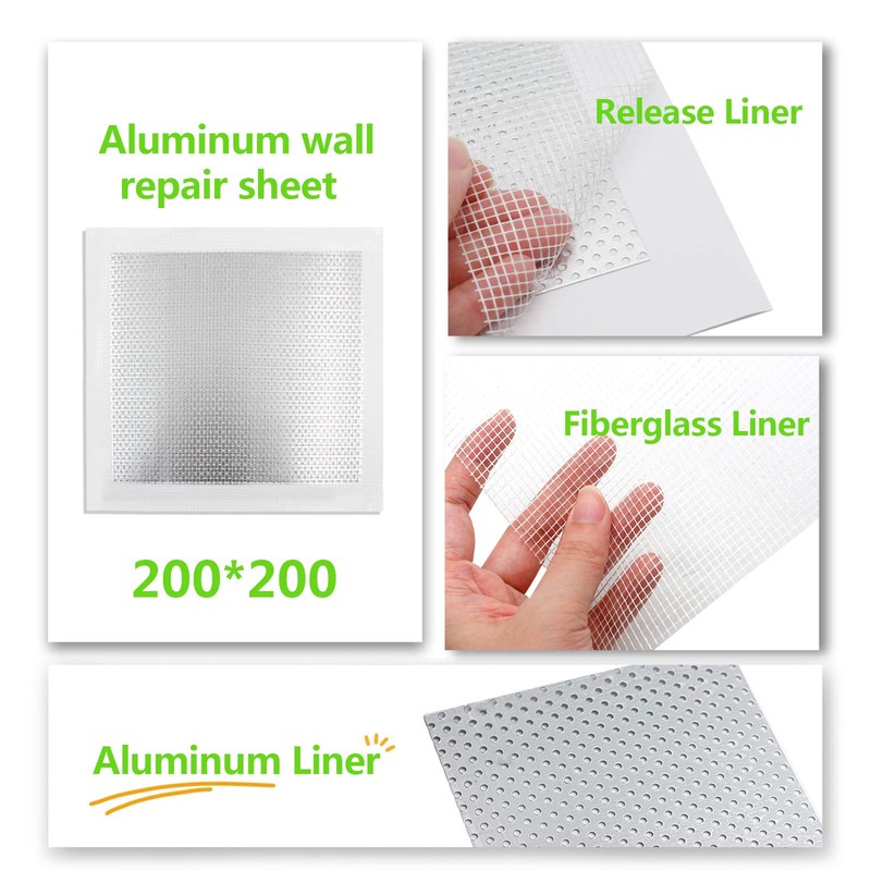 Seimneire 6pcs Drywall Repair Kit, 8" x 8" Self-Adhesive Aluminum