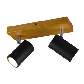 Trio Leuchten Marley 812400232 Spotlight Bar Metal Matt Black Wood Exclusive 2x GU10