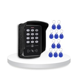 ReaIOKbii Standalone Access Keypad Proximity RFID Controller for Single Door Access Control System, Supports 1000 Users, With Rain Cover, 10 125KHz RFID Key Fob Readers