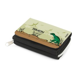 Striefchen® Dino Wallet for Children - Free Name Print, Black, top print, playful