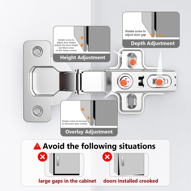 Asidrama 2 Pack Half Overlay Soft Close Cabinet Hinges，Silent Hydraulic