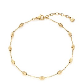 Leonardo Ciao Arisa Anklet Stainless Steel Filigree Anklet with Faceted Oval Stainless Steel Beads Gold Women's Jewellery 021862, Stainless Steel, No Gemstone