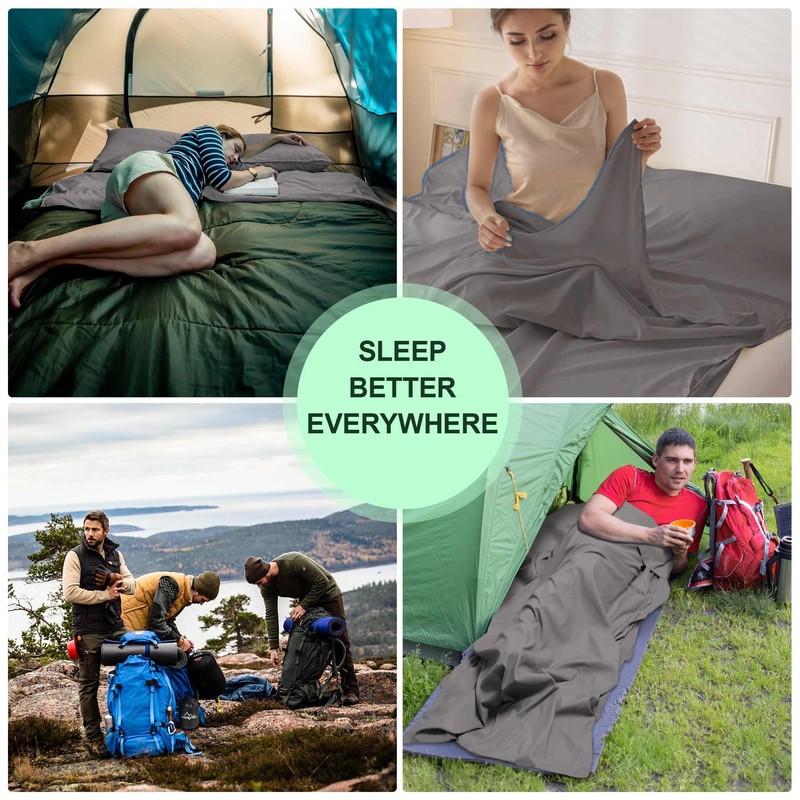 BREENHILL Double Sleeping Bag Liner,Camping Sheets & Travel Sheet, Hostels