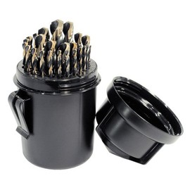 Kodiak Cutting Tools KODIAK120580 USA Made Mechanics Length Drill Set, High Speed Steel, Heavy Duty, 135 Degree Split Point, Black and Gold Finish, 1/16-1/2 x 64ths Size Range (Pack of 29)