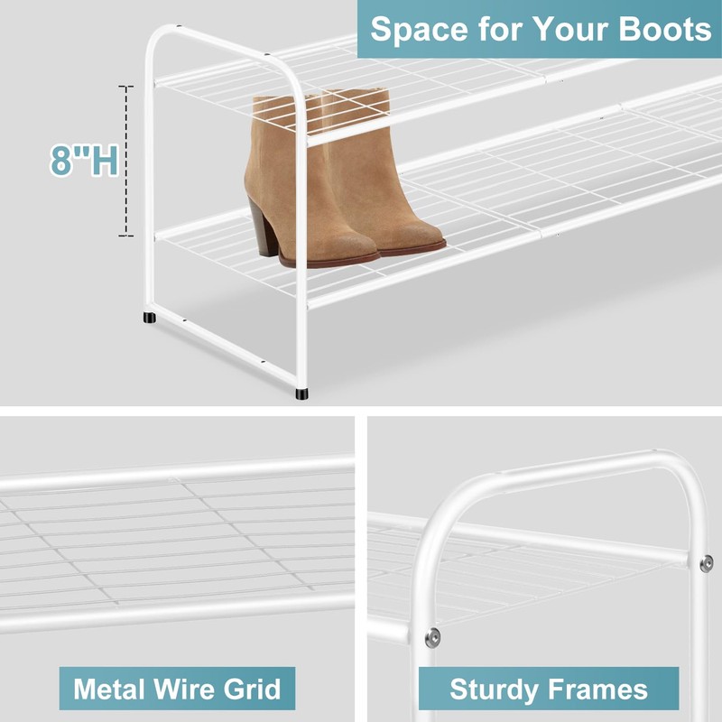 AOODA Long 2 Tier Shoe Rack for Closet Metal Wide
