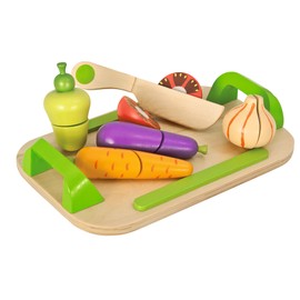 Eichhorn 100003722 Chopping Board with Vegetables, 26 x 16.5 cm, 12 Pieces, Wood Chopping Vegetables with Velcro, Oak Wood, Birch Wood, Single