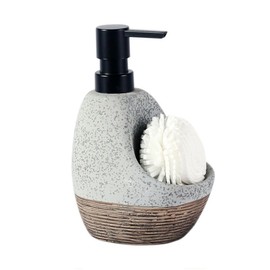 Hosoncovy 450ML keramische Flüssigseifenspender mit Pumpe, Pumpflaschenspender mit Seife/Schaum Halter, nachfüllbare Handwäsche Flüssiglotion Jar Spender für Badezimmer, Arbeitsplatte, Küche (Grau)