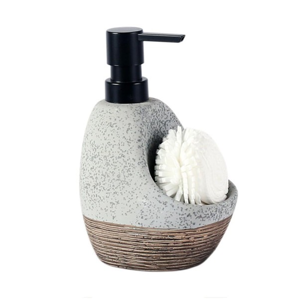 Hosoncovy 450ML keramische Flüssigseifenspender mit Pumpe, Pumpflaschenspender mit Seife/Schaum Halter,