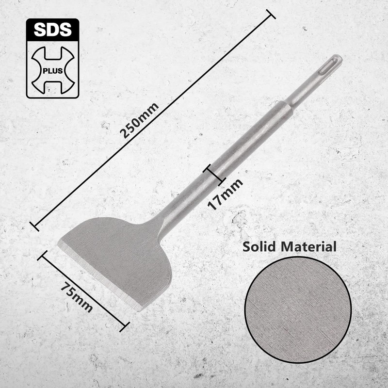 Vearter SDS Plus Chisel 250 x 75mm Angled Bent Tile
