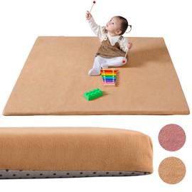 Padded Baby Play Mat for Floor with Plush Fabric - Soft Foam Baby Floor Play Mat for Comfort and Safety - Ideal Floor Mat for Baby Playrooms and Nurseries (Sandstone)
