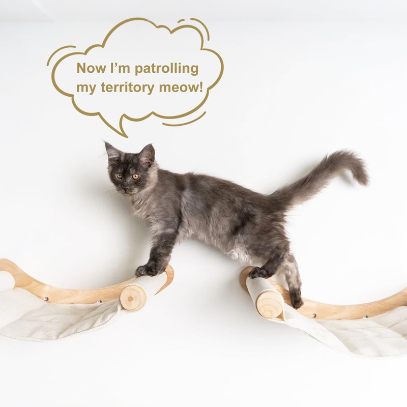 TidyNuts Cat Hammock Wall Mounted, Cat Wall Shelves, Wooden Cat