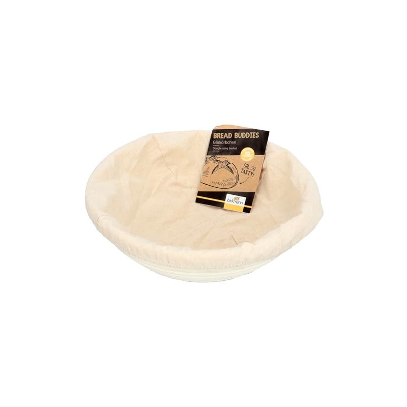 Birkmann Round Proofing Basket, Made of Wicker with Cotton Cover,