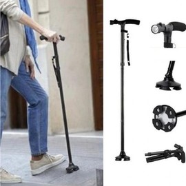 Walking cane Non-slip foldable four-legged cane Folding cane House cane switchtop
