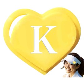 [2025秋版]ハート型ゴルフマーカー イニシャルの文字がかわいい あなただけのおしゃれマーカー マグネット内蔵 グリーンで目立ちすぐ見つかる 軽くて邪魔にならない (K, イエロー)