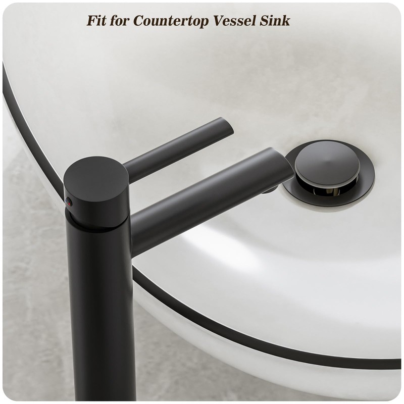 Phiestina Tall Vessel Sink Faucet Black, Bathroom Faucets Tall Single