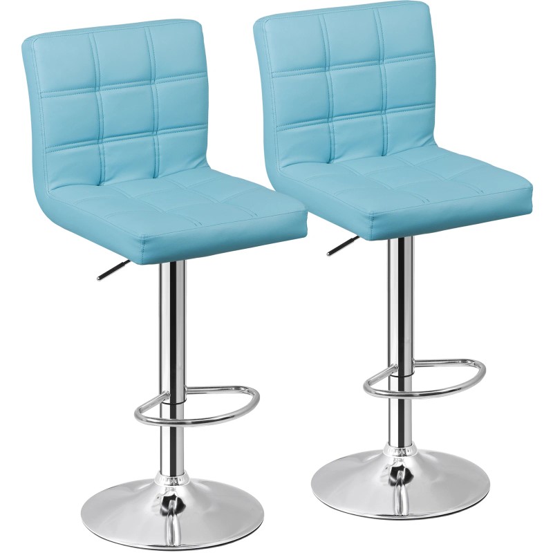 SEGAWE Set of 2 Adjustable Bar Stools PU Leather Modern