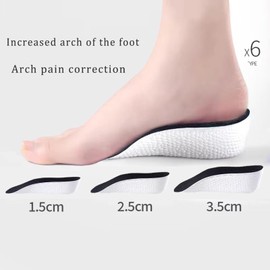 Lcyiweu Orthotic High Cushion Insole - Arch Support, Plantar Fasciitis & Flat Feet Relief (2 Pairs, Black, 3.5cm)