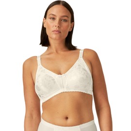 Naturana® Minimizer BH mit Blumenmuster [Cup B-D]: Minimizer BH ohne Bügel I Big Cup BH mit schönen Verzierungen I BH Minimizer ohne Bügel 85 Champagner E