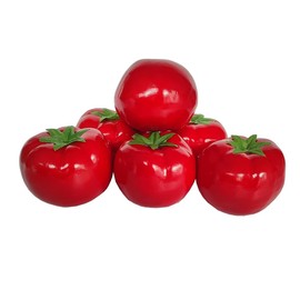 Ebonee Artificial Tomato Lifelike Veggies Simulation Tomatoes Model for Home Kitchen Decor, Fake Fruit Vegetable Decoration for Food Photo Props Party Decor (6 Pack)
