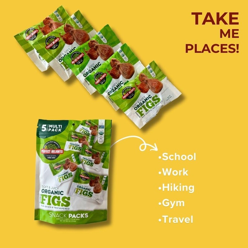 Perfect Delights Organic Snack Pack Figs, Sun-Dried Turkish Figs, On-the-Go