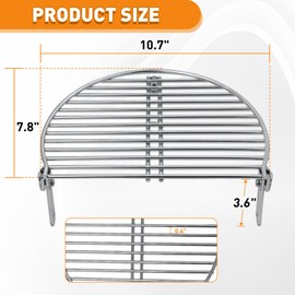 Stainless Steel Grill Grate Expander for Charcoal Kettle/Ceramic Grills fits Large & XL Big Green Egg, Kamado Joe 18" Classic, Weber, Char-Broil and More, Grill Stack Rack for Expand Cooking Space