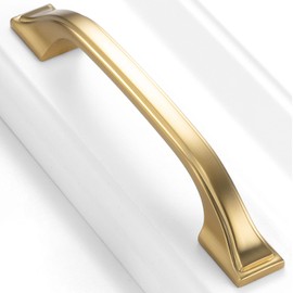 BEROSSA 3-3/4 Inch Screw Spacing, Brushed Gold Footed Arch Pulls, Kitchen Cabinet Handles, Pack of 10 | Solid Furniture Hardware for Cupboard Door Bedroom Dresser Drawer Bathroom Vanity 8222