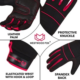 WESTWOOD FOX Mens Working Gloves Utility Workman Mechanic Gloves Touch Screen Anti slip Palm Padded Knuckles Safety Work Gloves Rigger Mechanic (M, Black)