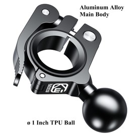 BRCOVAN 1'' TPU Ball Adapter Handlebar Mount Fit Rails Diameter 0.5'' 0.87'' 1'' 1.26'' Compatible with RAM Mounts B Size Double Socket Arm, Tool-Free Installation, Aluminum Material, CNC Processing