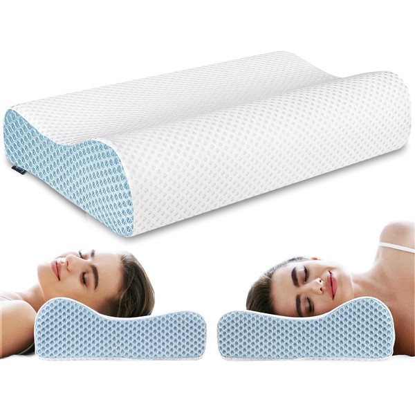 Pwperry Memory Foam Pillows, Cervical Neck Pillow for Sleeping, Ergonomic
