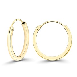 EDELIND Fine Creole Earrings 16 mm 585 Real Gold Mini Hoop Earrings Set 14 K Yellow Gold Width 1.5 Earrings Women Men Basic Earrings with Jewellery Gift Box, Yellow gold 585 (14 carat), No Gemstone