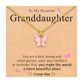Granddaughter Gifts from Grandma Teen Little Girls Jewelry Stuff Necklace 8 9 10 6 5 7 11 12 Year Old Birthday Valentines Christmas First Day of School Kindergarten Back to School Gifts for Kids