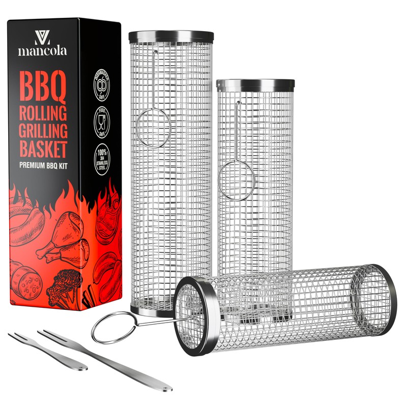 mancola BBQ Net Tube-Rolling Grilling Basket,Rolling Grilling Baskets for Outdoor