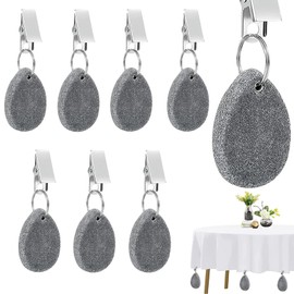 Pack of 8 Tablecloth Weights for Outdoor Use Natural Stone with Clip Natural Stone Tablecloths Weights Tablecloth Clips for Family Party Camping Wedding Garden Picnic
