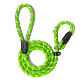 WePet Dog Training Slip Leash, No Pull, Durable Reflective Lead, Puppy Heavy Duty Loop Rope, Comfortable Handle, 6 ft, 1/2 inch, diam. Green/White