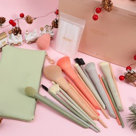 Docolor Makeup Brush Set 17 Pieces Make Up Brush Set with Make Up Bag Make Up Sponge and Brush
