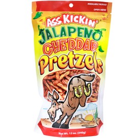 ASS KICKIN’ Pretzels 12 Ounce Size Flavor Pack Seasoned Pretzel Twists (12oz, Jalapeno Cheddar)