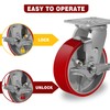 LONGRUNFORU 6" X 2" Industrial Brake Caster Heavy Duty,Load Capacity