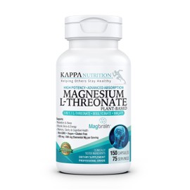 Kappa Nutrition Powered by Magbrain™ Magnesium L-Threonate Plant-Based, 420mg Elemental Magnesium (3 Capsules) from 2,253mg, 150 Vegan Capsules, Brain, Sleep & Muscle Support.