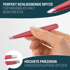 KLINGENHELD® Precise Tweezers Set with Hand-Cut Tips - Perfect for All Applications - Includes Cotton Case 100% Plastic-Free & Sustainable - Tweezers Eyebrow Plucking, 21 Colours