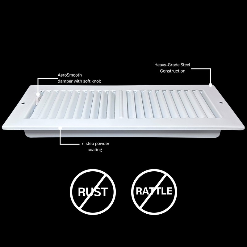 4 x 8 Inch (Duct Opening) White Air Vent Cover