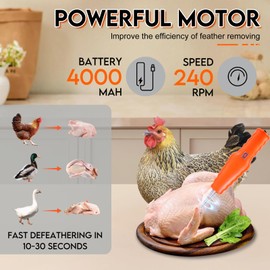 Handheld Chicken Plucker, Waterproof Chicken Plucker Machine, Electric Quick Chicken Plucker Handheld, Portable Electric Poultry Plucker, Rechargeable Feather Plucker for Chicken Duck Bird Goose