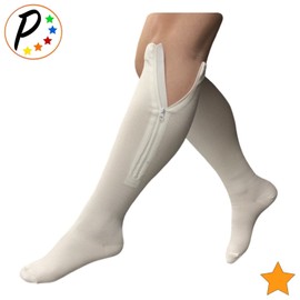 Presadee Closed Toe 15-20 mmHg Moderate Compression Leg YKK Zipper White Socks (2)