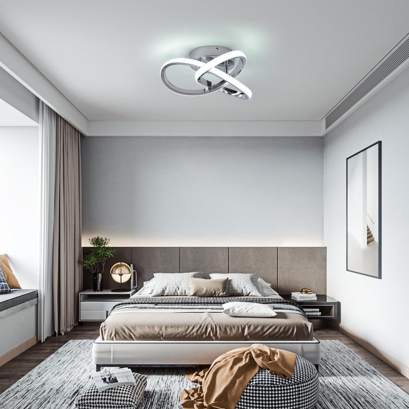 GEADI Modern LED Ceiling Light Fixtures, 20W Chrome Chandelier Lighting,
